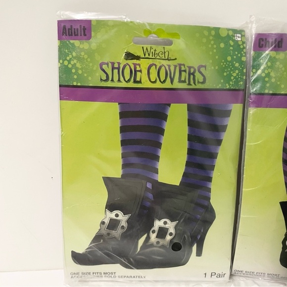 Witch Shoe Covers with Striped Design Kids x2 Adult x1 - Picture 7 of 15
